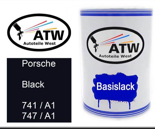 Porsche, Black, 741 / A1 747 / A1: 500ml Lackdose, von ATW Autoteile West.